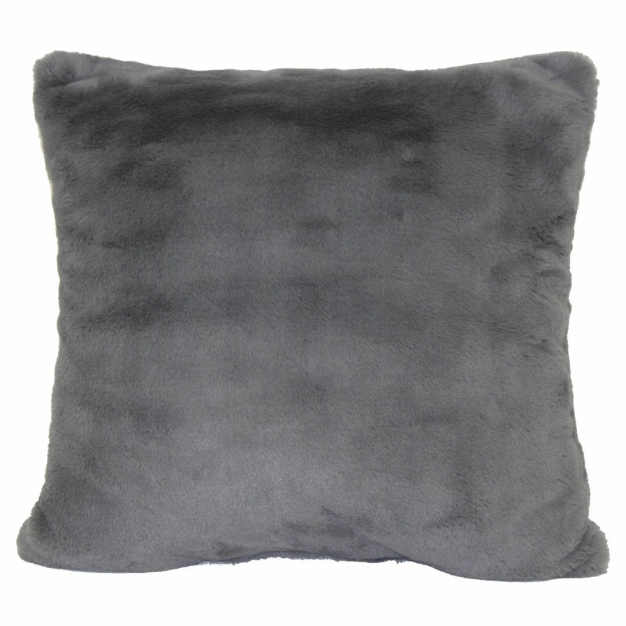 Bed & Bath * | Bristol Graphite Faux Fur Throw Pillow, 18 Shoping Model