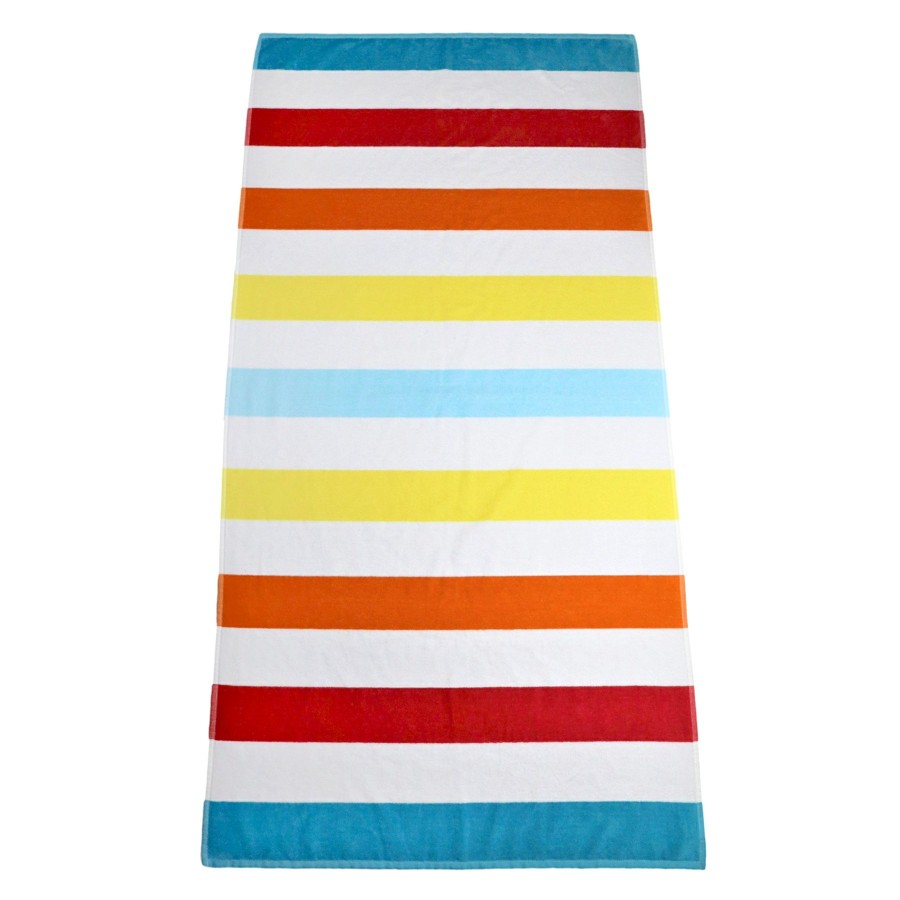 Bed & Bath * | Multicolored Horizontal Striped Beach Towel, 36 70 Half Price