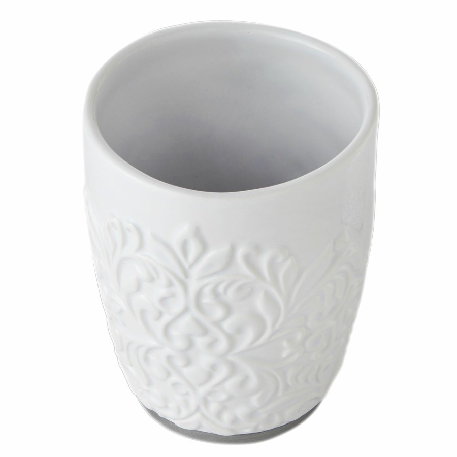 Bed & Bath * | Carrick White Medallion Tumbler Quick Expedition