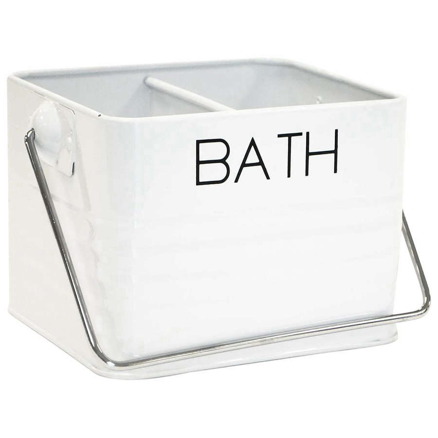 Bed & Bath * | 2-Compartment Gatti White Metal Bath Caddy With Chrome Handle Tendy Style