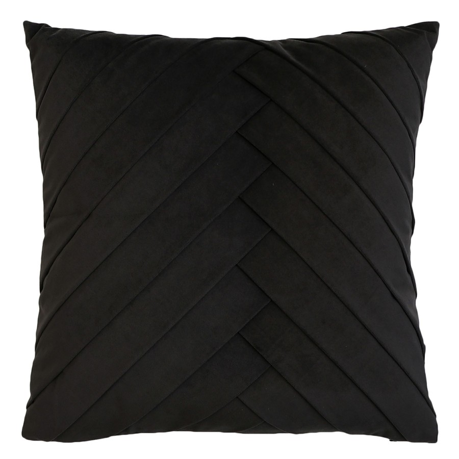 Decor & Pillows * | James Charcoal Grey Pleated Velvet Throw Pillow, 18 Affordable Price