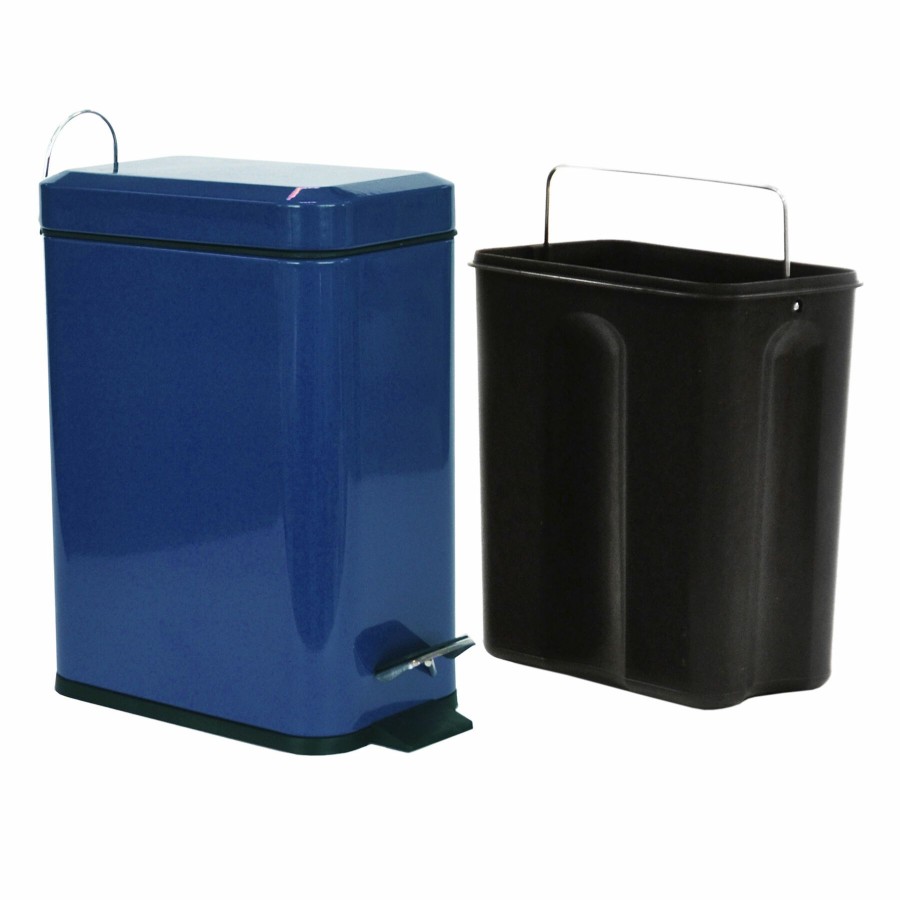 Trash Cans * | Weston Navy Blue Metal Rectangular 5L Step Can/Removable Liner With Discount