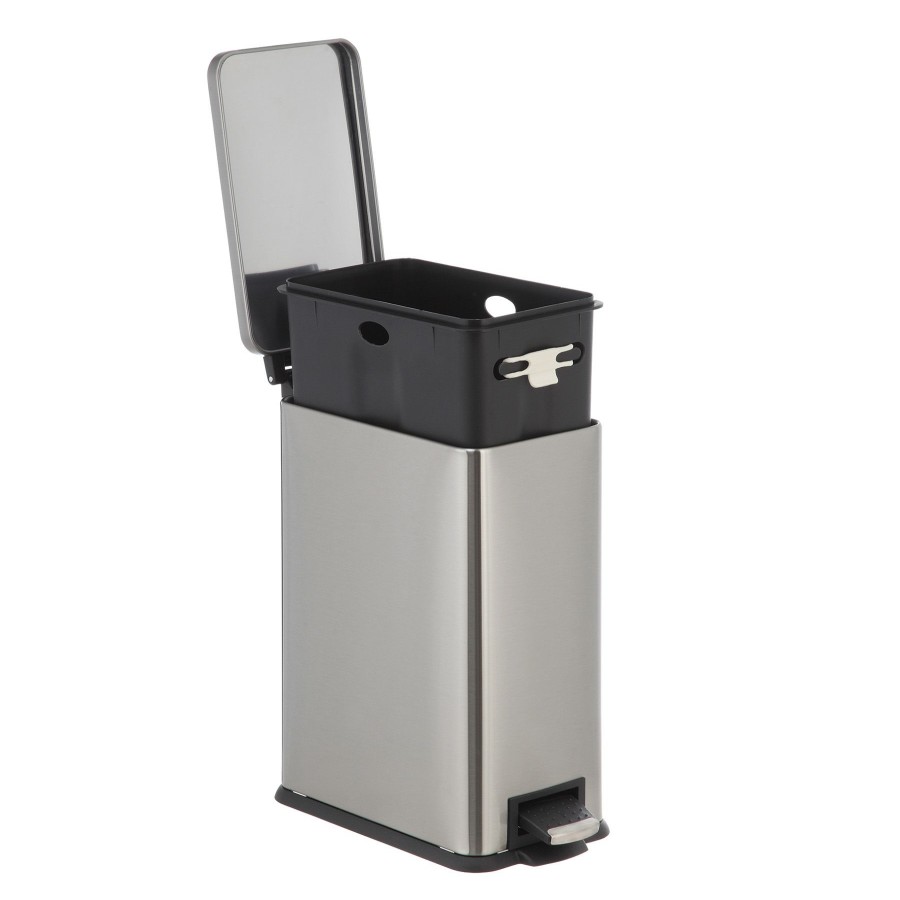 Trash Cans * | 9.7L Slim Rectangle Pedal Bin Stainless Steel Quick Delivery