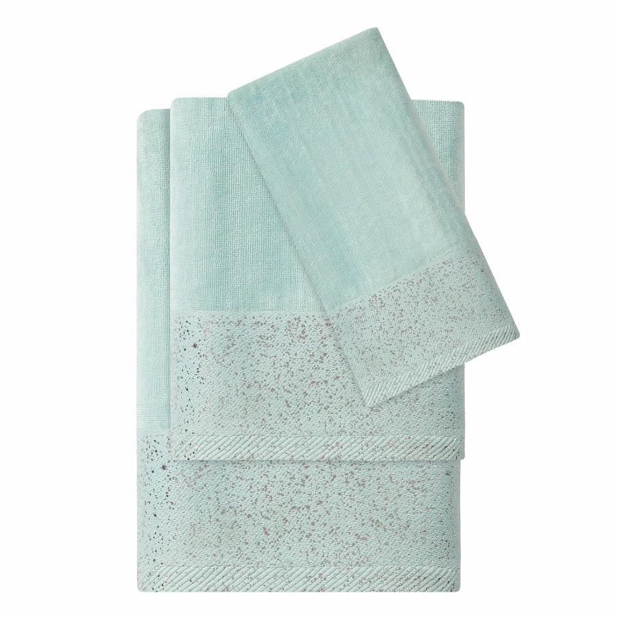 Bed & Bath * | Laila Ali Pixie Dust Fingertip Towel, Aqua Sale