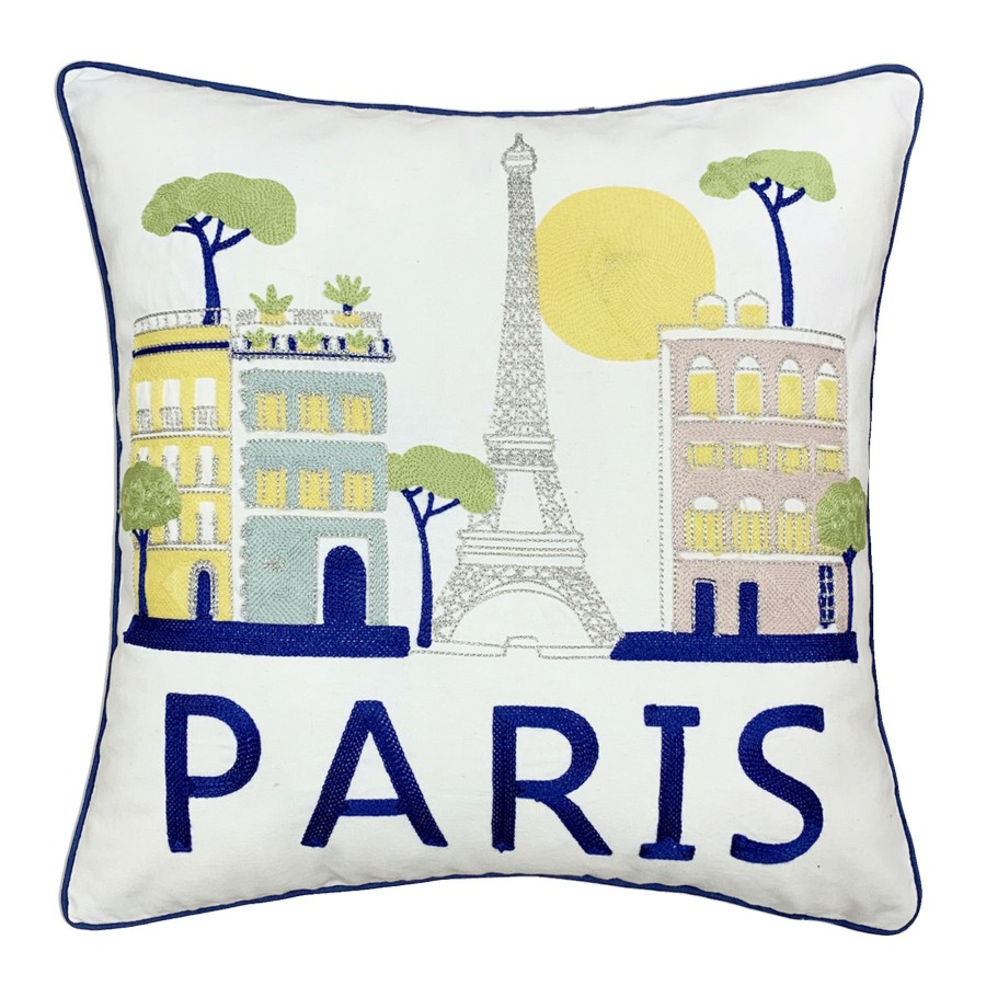 Bed & Bath * | Paris Embroidered Throw Pillow, 18 Top Sell