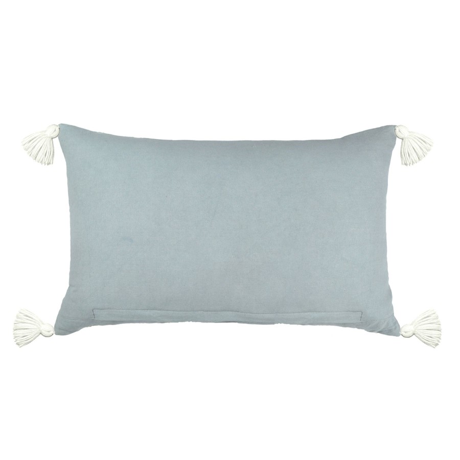 Bed & Bath * | Blue & Ivory Diamond Patterned Tassel Throw Pillow, 14 24 Top Sell