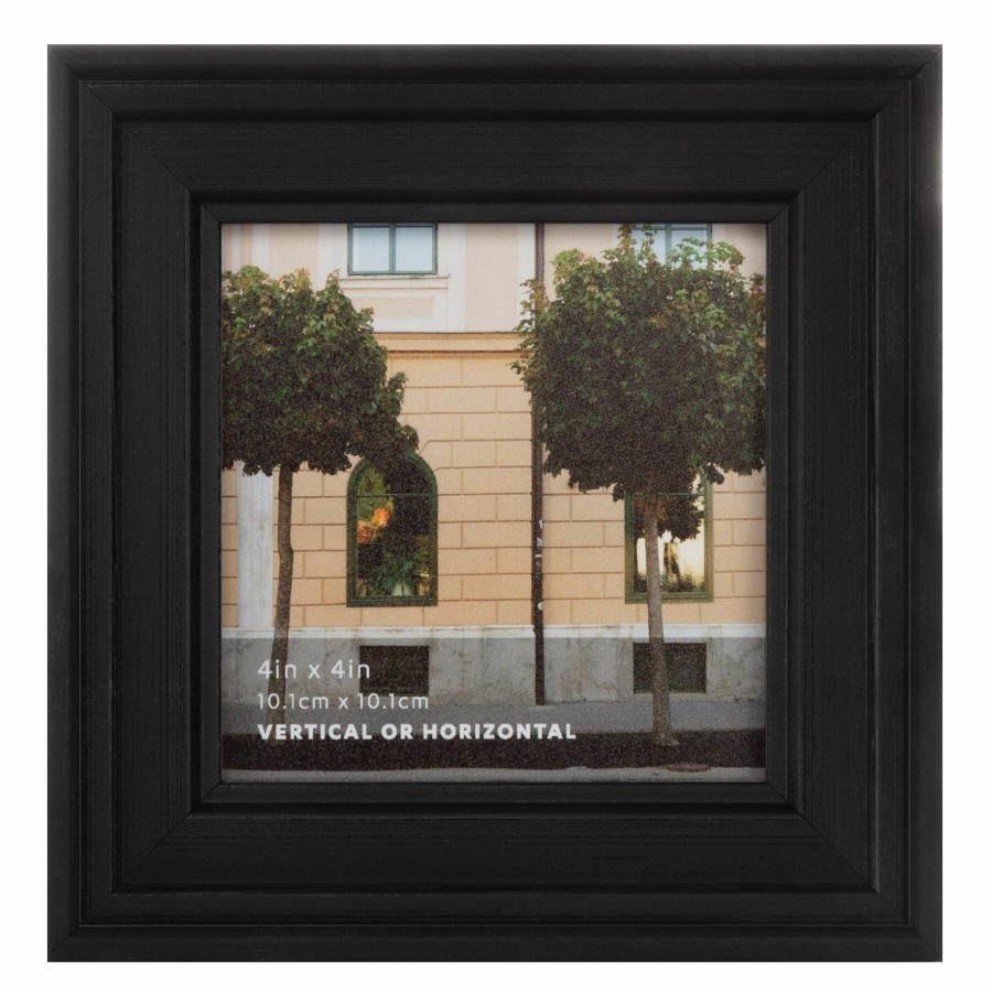 Decor & Pillows * | Black Ridged Profile Tabletop Photo Frame, 4 Online Discount