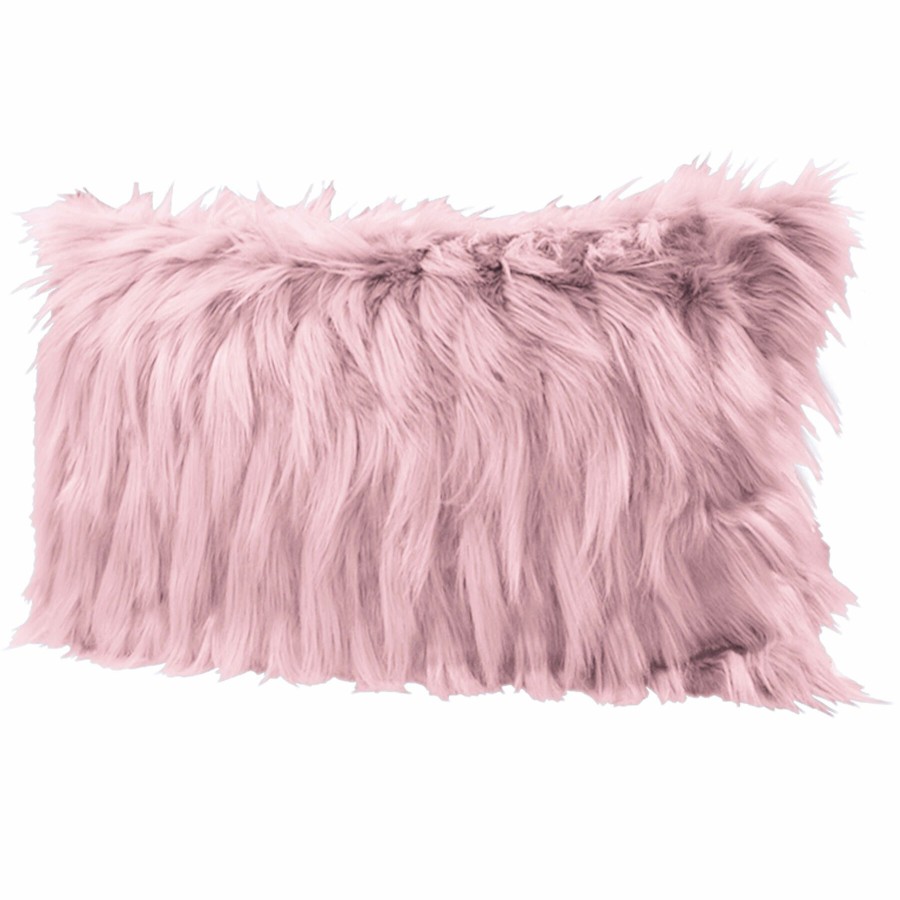 Bed & Bath * | Mona Blush Pink Faux Fur Jacquard Throw Pillow, 16 26 Fire Sale