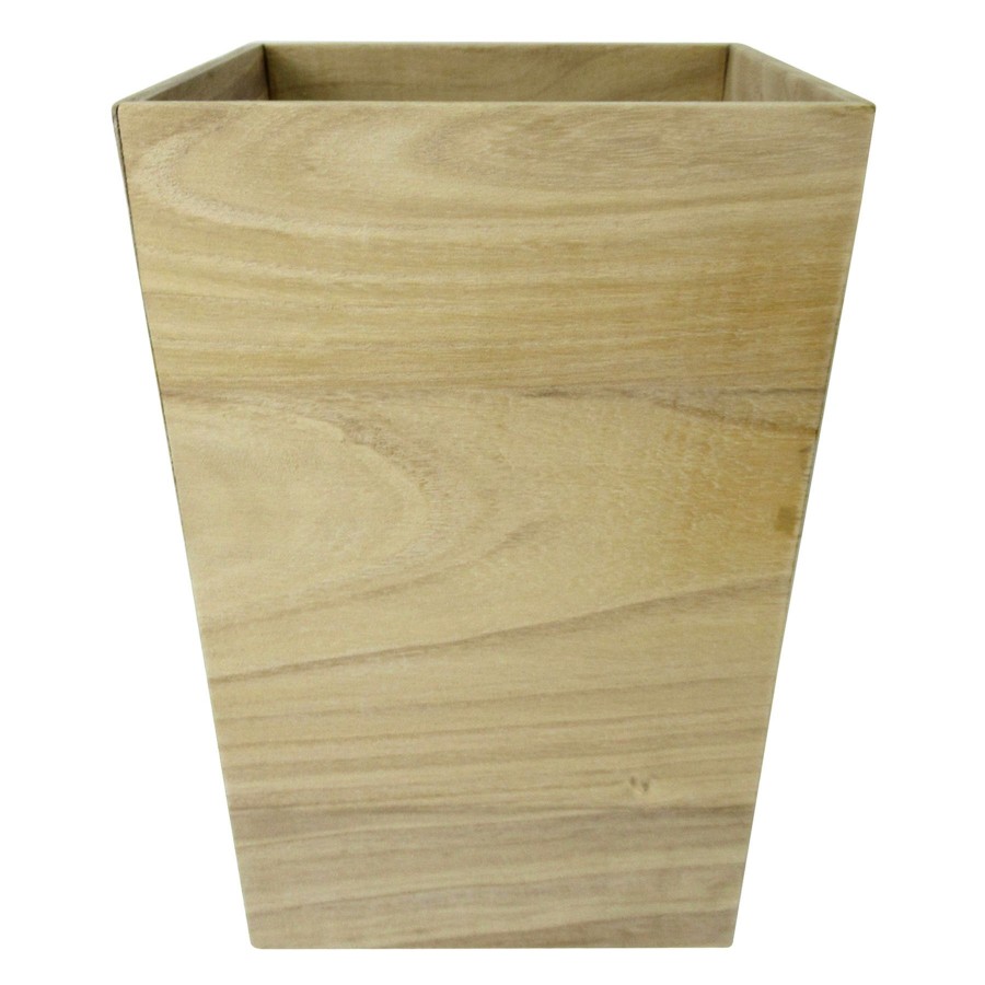 Trash Cans * | Light Wooden Square Trash Bin Discount