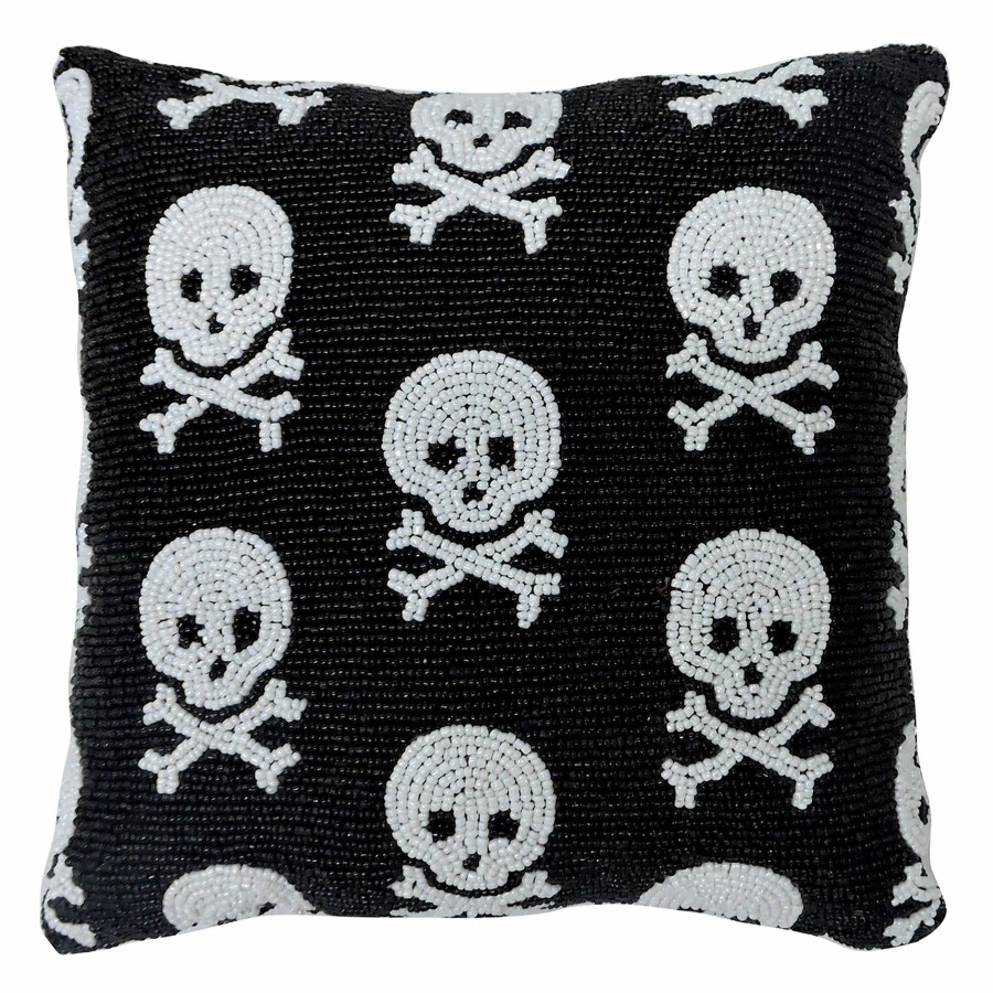 Decor & Pillows * | Beaded Skulls Halloween Throw Pillow, 12 Fire Sale