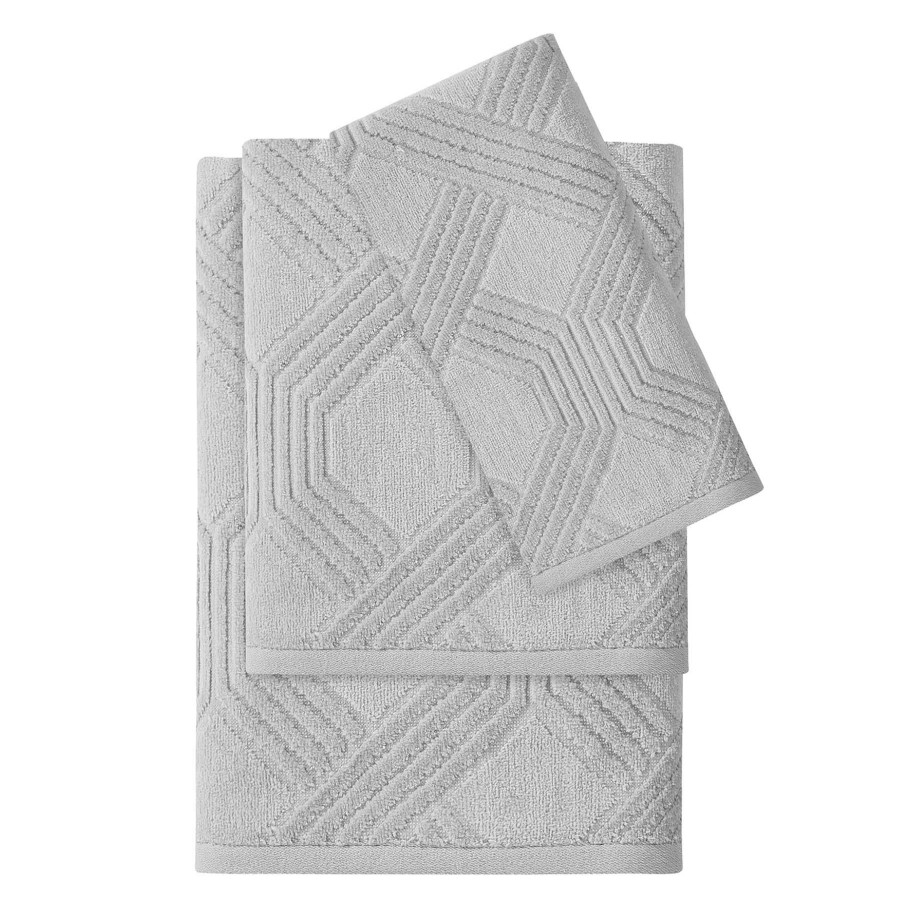 Bed & Bath * | Laila Ali Geo Bath Towel, Grey With Discount