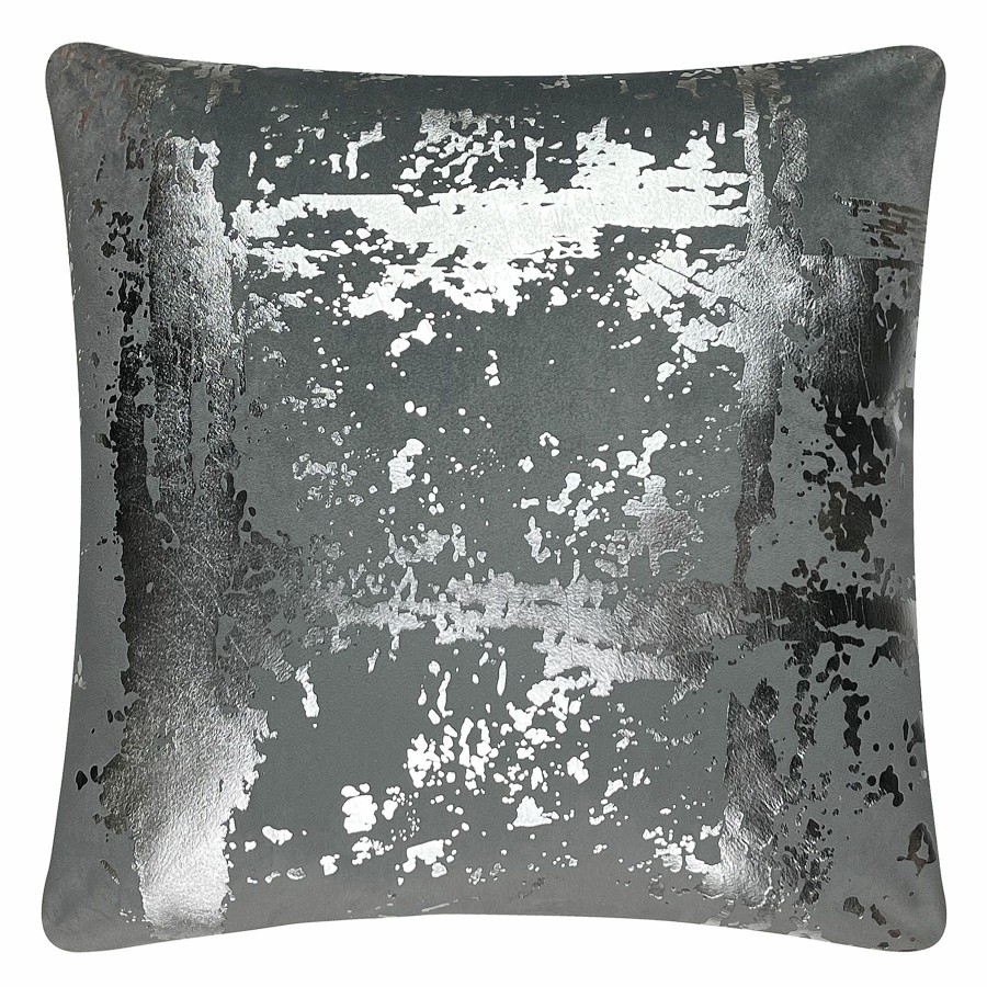 Bed & Bath * | Grey Metallic Print Throw Pillow, 18 Sale