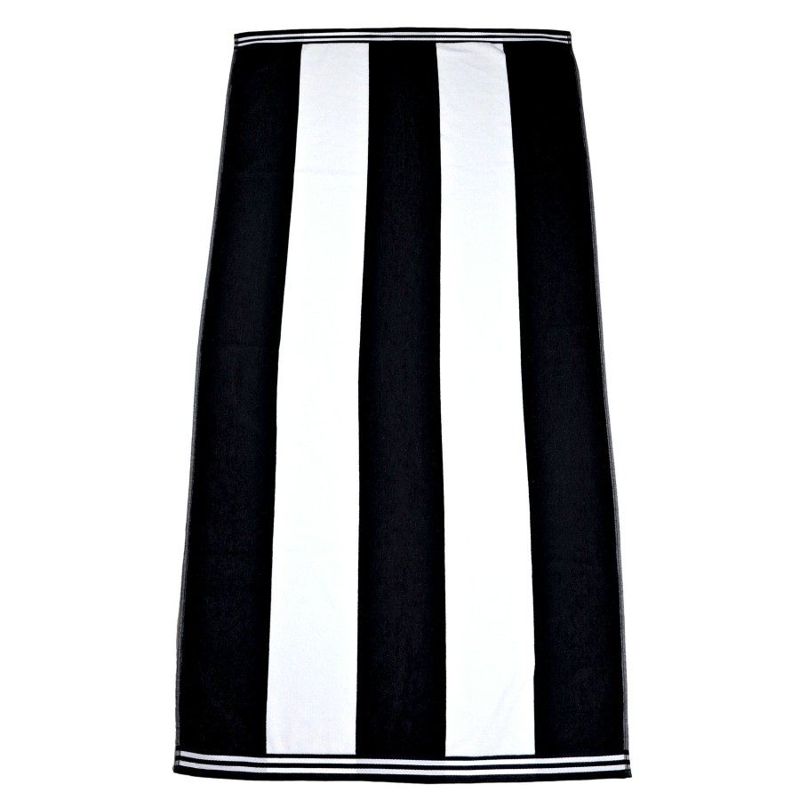 Bed & Bath * | Laila Ali Cabana Striped Black & White Beach Towel, 36 70 Free Delivery