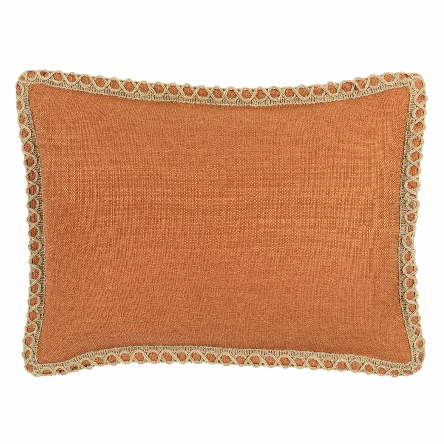 Decor & Pillows * | Dynasty Tangerine Oblong Throw Pillow With Jute Trim, 15 20 Best Price Guaranteed