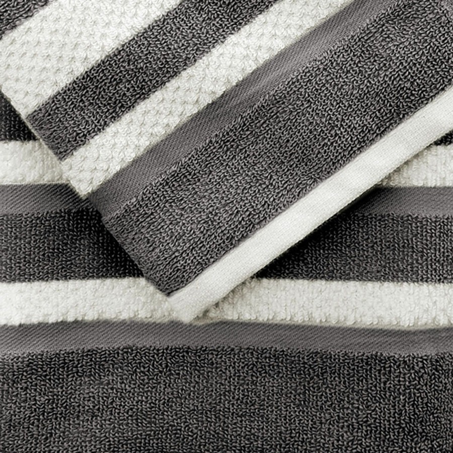 Bed & Bath * | Liza Stripe Bath Towel 30X54 Grey/White Special Style