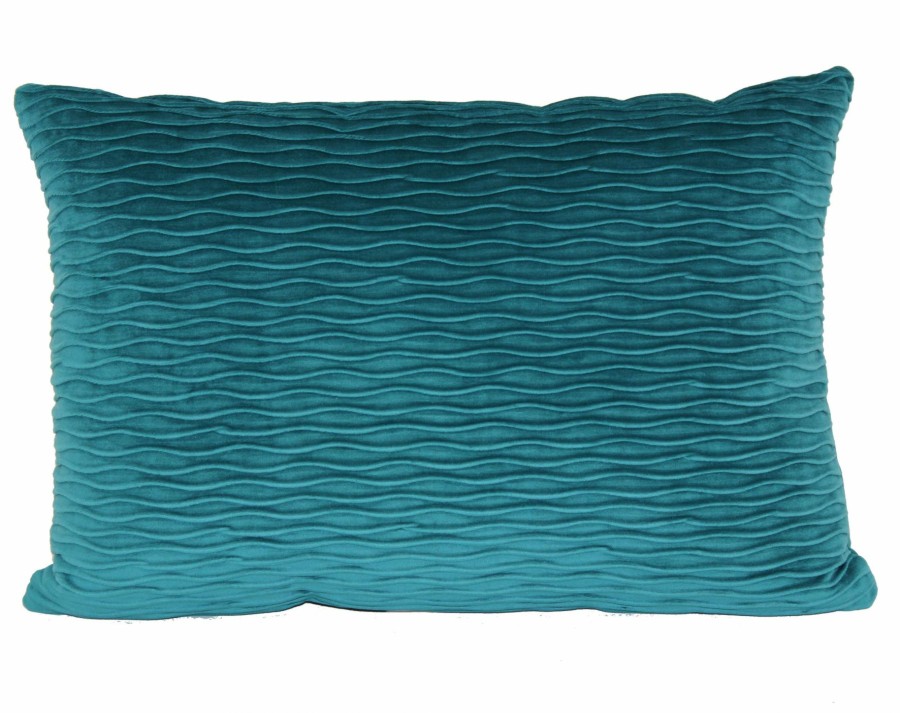 Decor & Pillows * | Teal Ripple Textured Plush Throw Pillow, 14 20 Cut Price