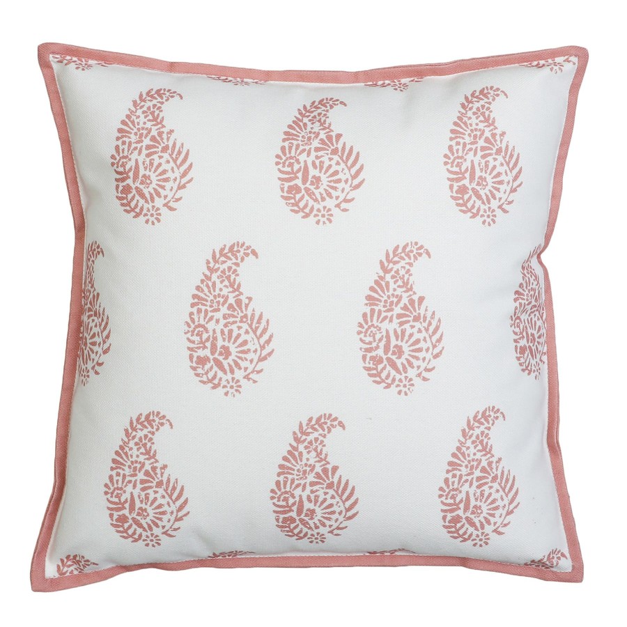 Decor & Pillows * | Georgina Peach Pink Paisley Franca Flange Throw Pillow, 18 Half Price