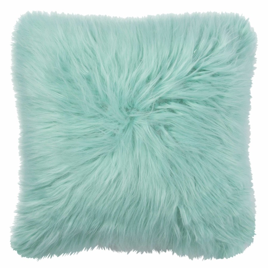 Decor & Pillows * | Angora Aqua Faux Fur Throw Pillow, 18 Cut Price