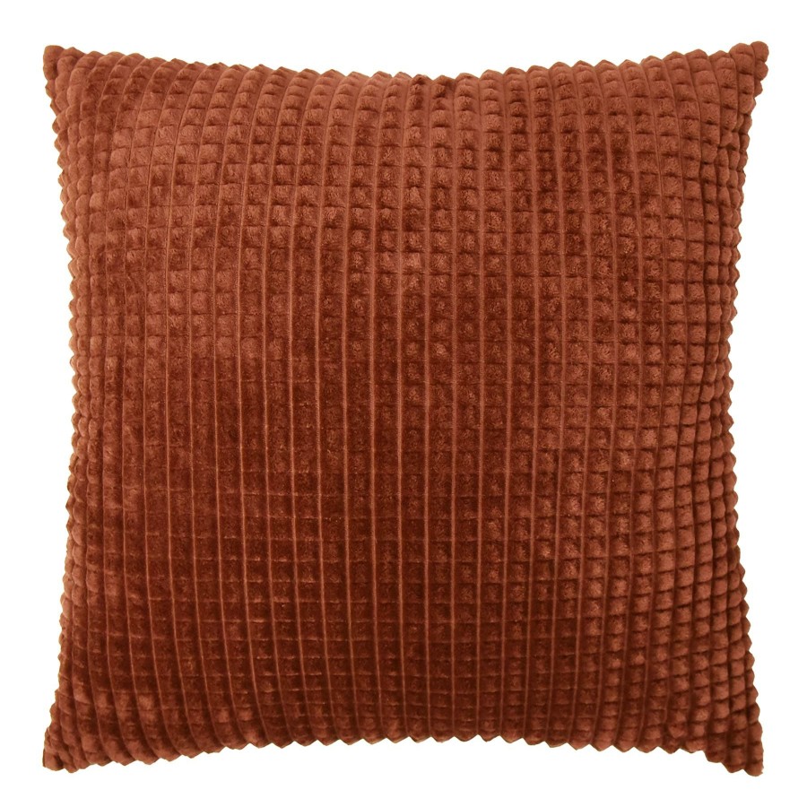 Decor & Pillows * | Plush Rust Check Throw Pillow, 24 Affordable Price