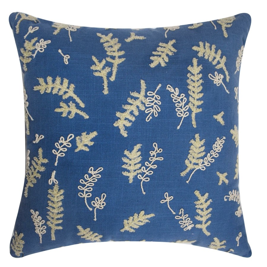 Decor & Pillows * | Blue Floral Cotton Throw Pillow, 18 Online Discount