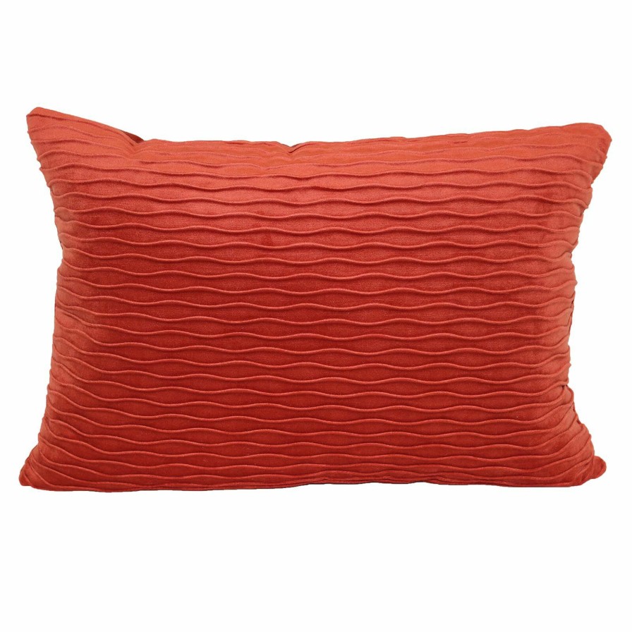 Decor & Pillows * | Orange Ripple Textured Plush Throw Pillow, 14 20 With Discount