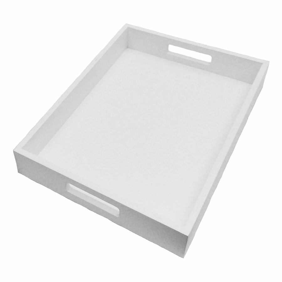 Decor & Pillows * | Laila Ali White Wooden Tray, 14 10 With Discount