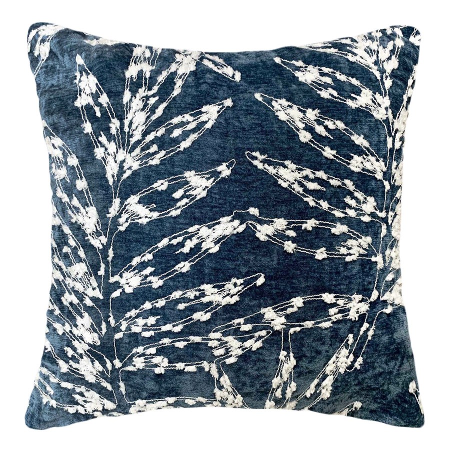 Decor & Pillows * | Navy Firefly Floral Embroidered Throw Pillow, 18 Tendy Style