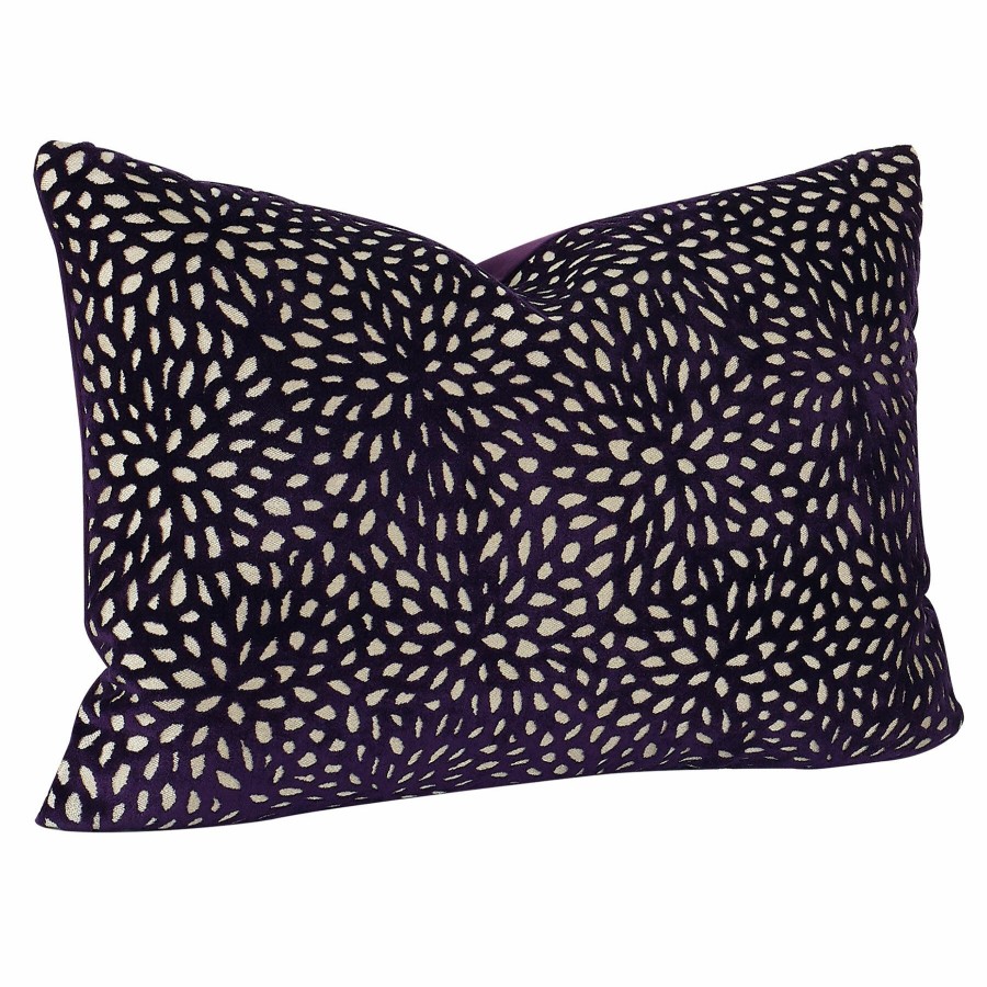 Decor & Pillows * | Purple Magnolia Patterned Velvet Throw Pillow, 14 20 Affordable Price