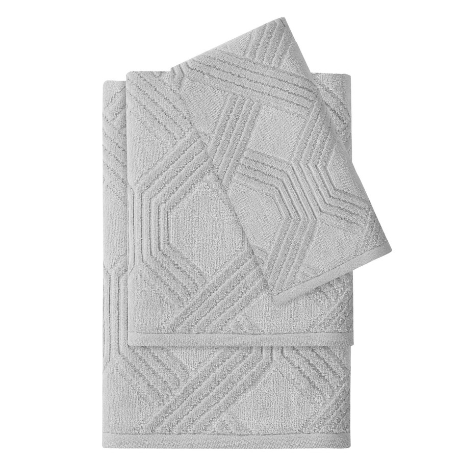 Bed & Bath * | Laila Ali Geo Fingertip Towel, Grey New Models