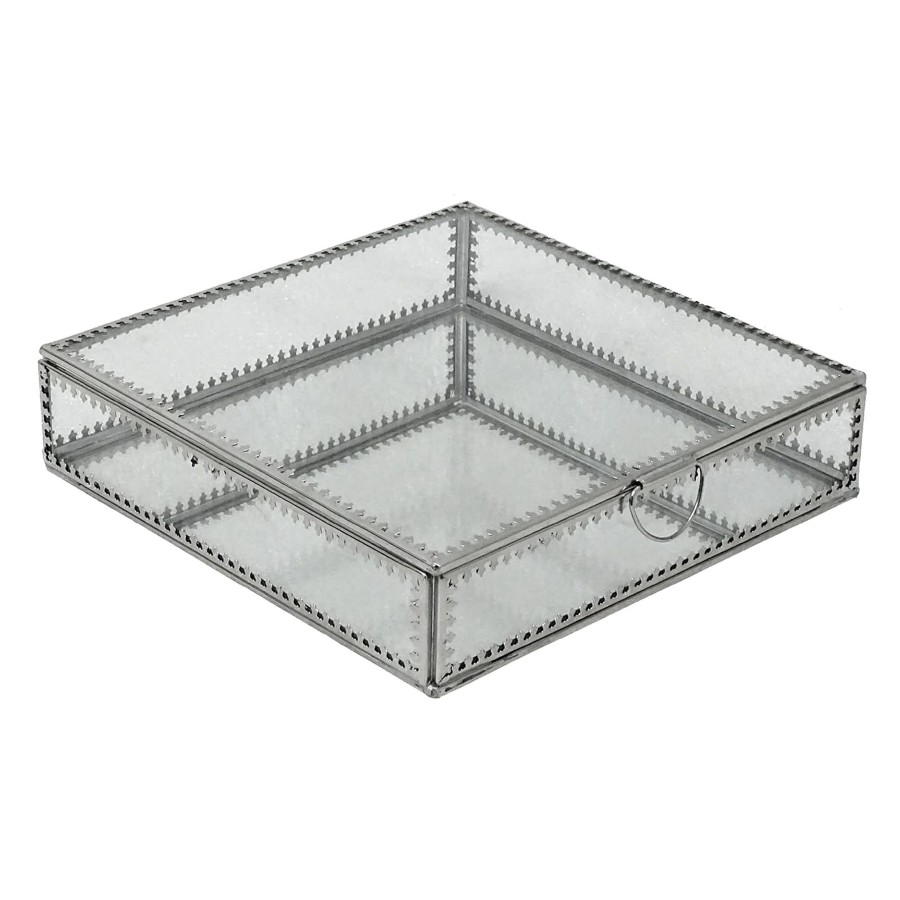 Decor & Pillows * | Silver Glass Box, 8 Half Price