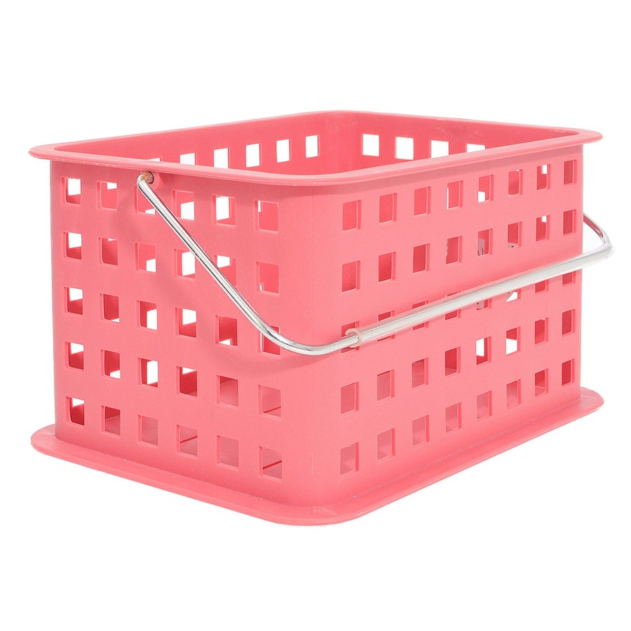 Bed & Bath * | Plastic Caddy W/Handle Raspberry Fire Sale