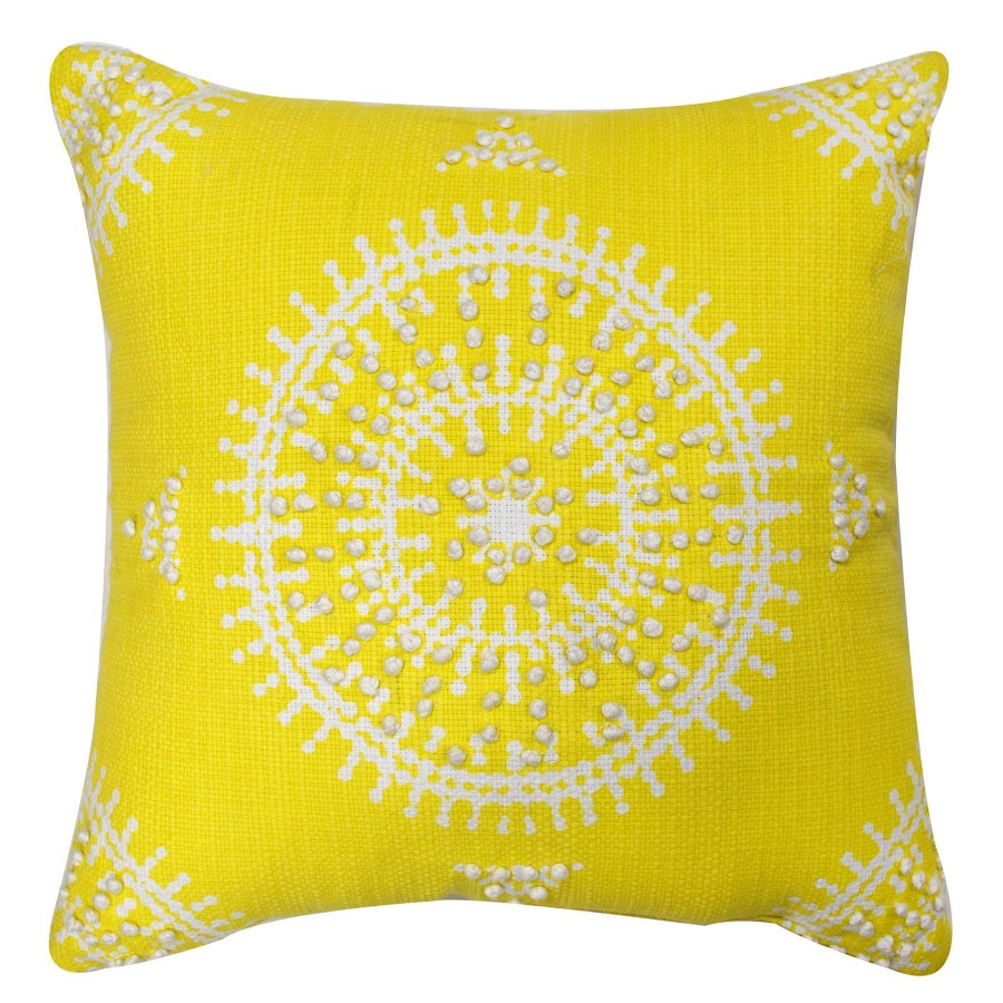 Decor & Pillows * | Tracey Boyd Yellow Medallion French Knot Throw Pillow, 18 Sale