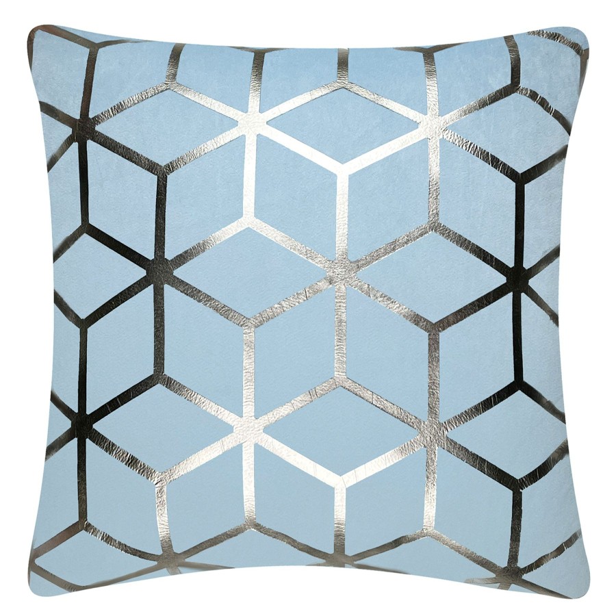 Decor & Pillows * | Cool Blue & Silver Metallic Print Throw Pillow, 18 Fire Sale