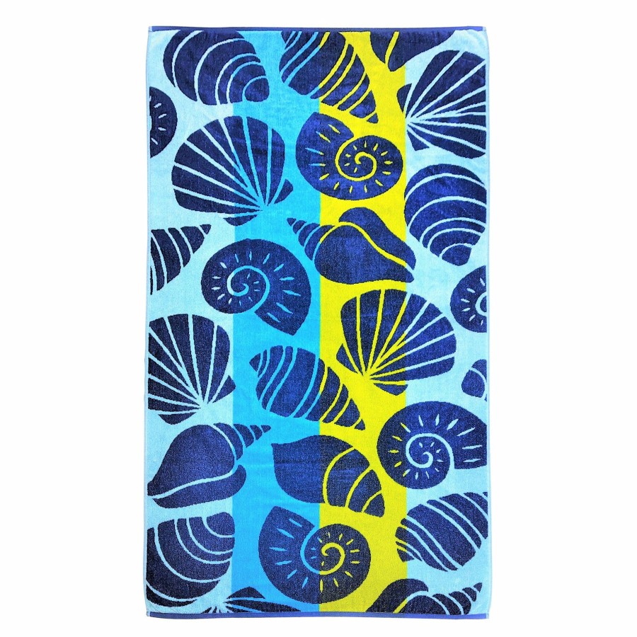 Bed & Bath * | Blue & Yellow Seashell Beach Towel, 34 63 Shoping Model