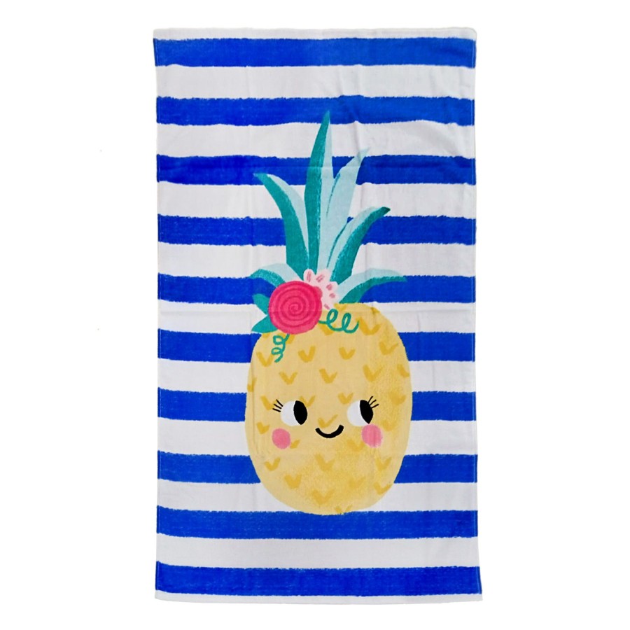 Bed & Bath * | Blue Striped Pineapple Beach Towel, 34 63 Best Price Guaranteed