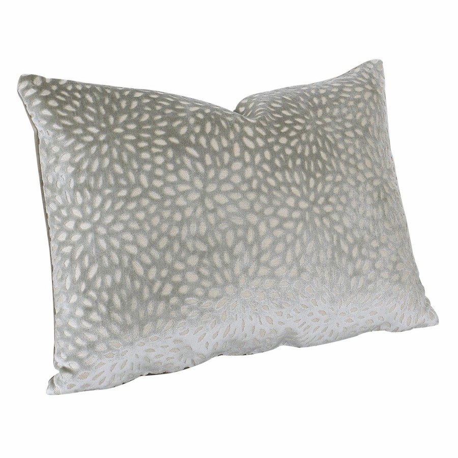 Decor & Pillows * | Grey Magnolia Patterned Velvet Throw Pillow, 14 20 Half Price