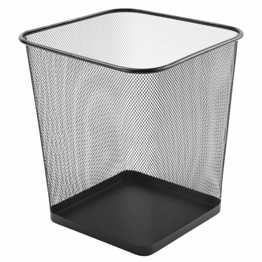 Trash Cans * | Square Mesh Waste Can, Black With Discount