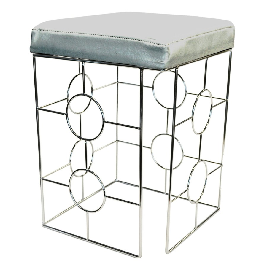 Bed & Bath * | Laila Ali Kaia Grey & Chrome Stool, 20.5 Top Sell