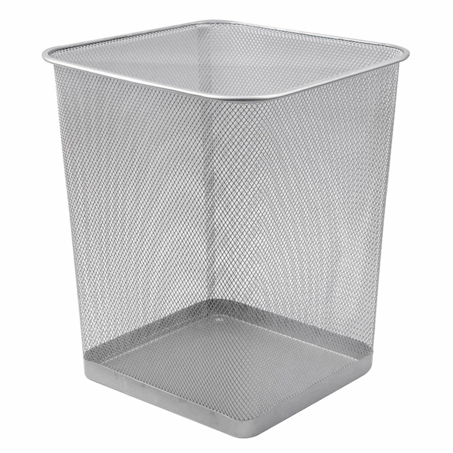 Trash Cans * | Mesh Trash Bin Silver Simple Drawing