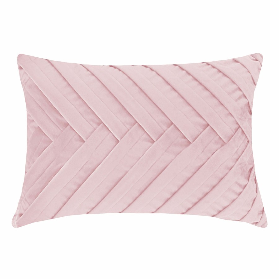 Bed & Bath * | Blush Pink Herringbone Pleated Oblong Throw Pillow, 14 20 Premium Product