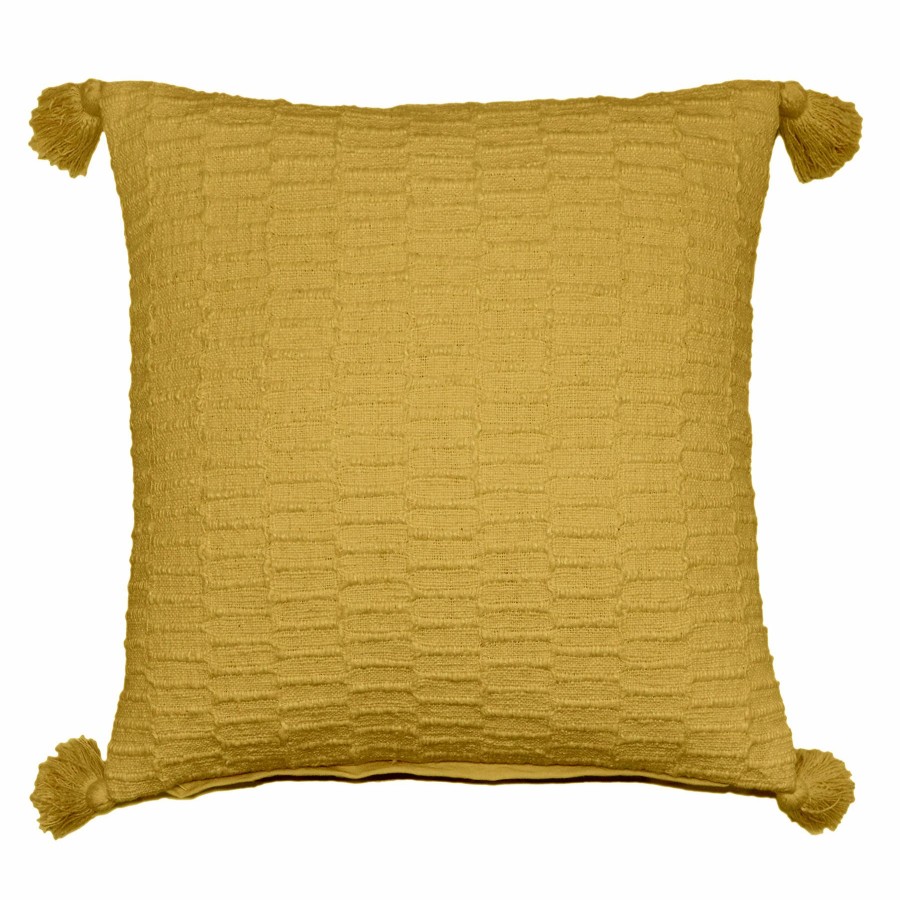 Decor & Pillows * | Yellow Woven Throw Pillow With Tassels, 20 Sale Merchandise