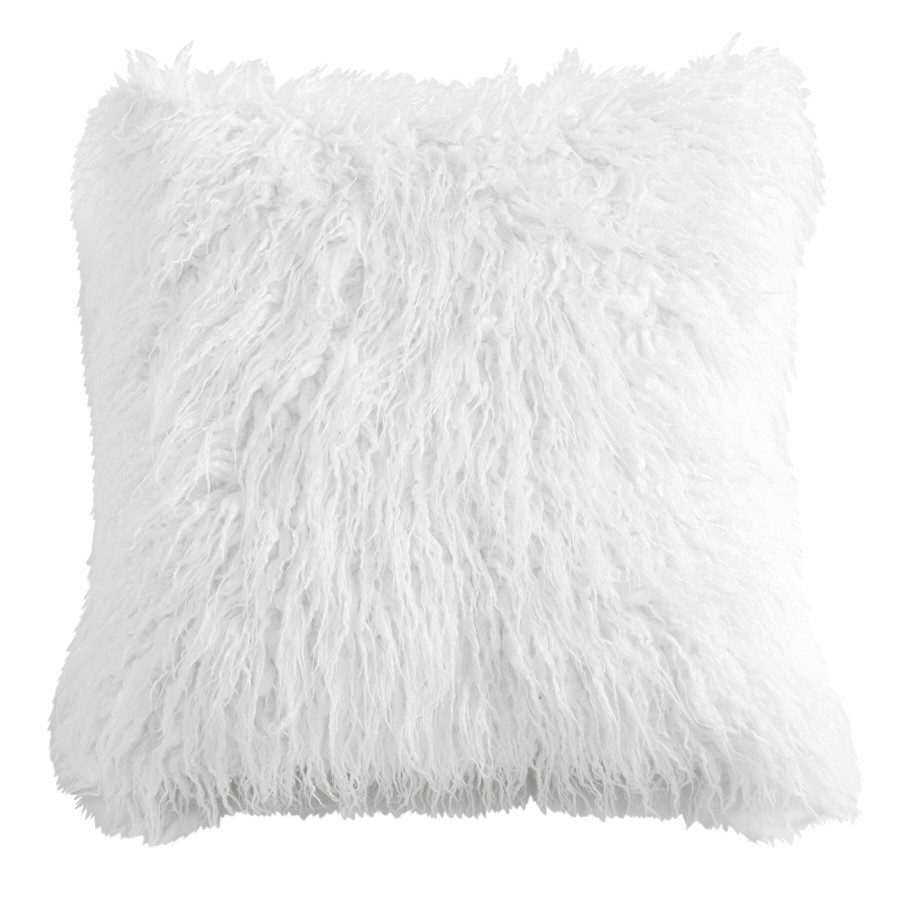 Bed & Bath * | Luca White Faux Fur Throw Pillow, 18 Fire Sale