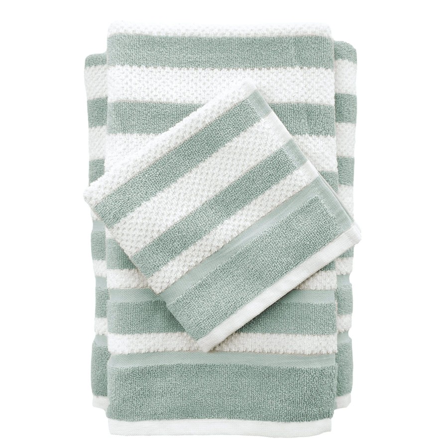 Bed & Bath * | Liza Stripe Bath Towel 30X54 Aqua/White Simple Drawing