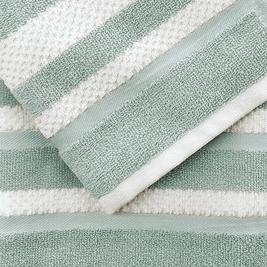 Bed & Bath * | Liza Stripe Bath Towel 30X54 Aqua/White Simple Drawing