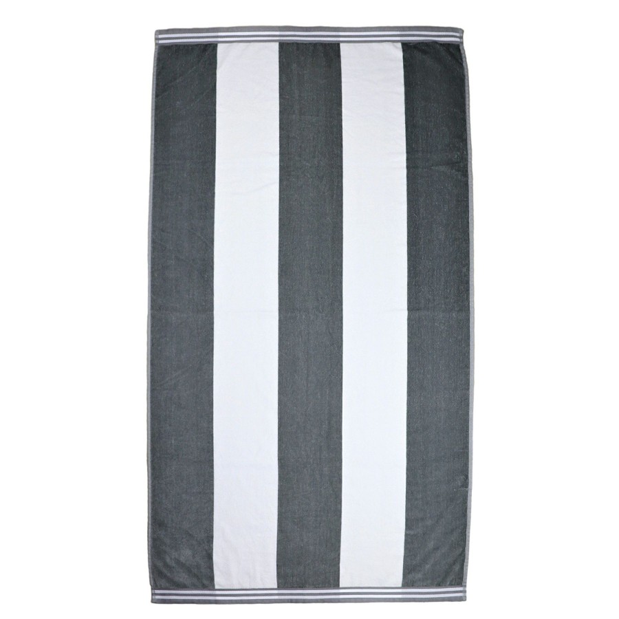 Bed & Bath * | Laila Ali Cabana Striped Grey & White Beach Towel, 36 70 Special Design