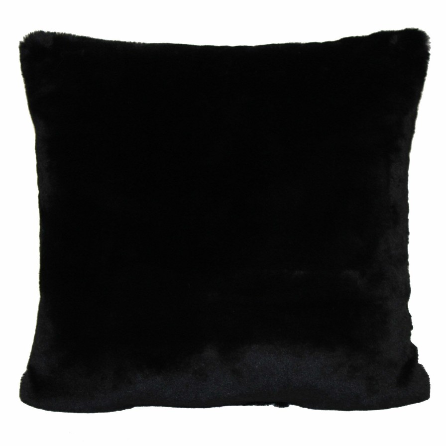 Decor & Pillows * | Bristol Black Faux Fur Throw Pillow, 18 Tendy Style