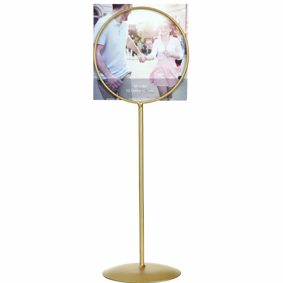 Decor & Pillows * | Gold Metal Circle Photo Holder, 4 11 Sale Merchandise