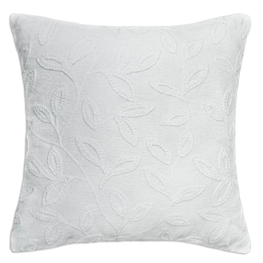 Decor & Pillows * | Grace Mitchell Embroidered Leaves White Throw Pillow, 18 Discount