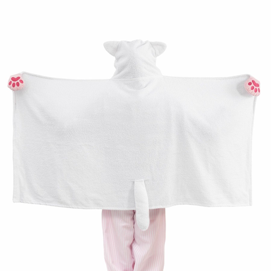 Bed & Bath * | White Cat Hooded Towel Half Price