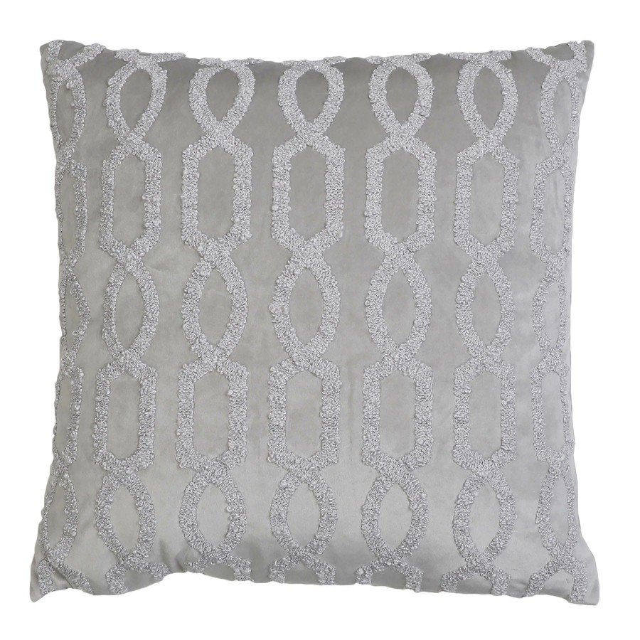 Decor & Pillows * | Darin Silver Velvet Embroidered Throw Pillow, 18 Original Model